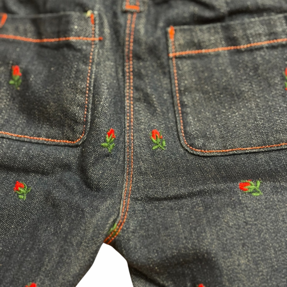 Gucci Navy Denim Jeans with Red Rose Embroidery - Picture 5 of 10
